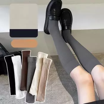 1 пара универсальных женских носков весна-осень, носки для обуви, корректирующие форму ног, носки выше колена для коррекции формы ног и модные однотонные чулки 1 Pair кофейный