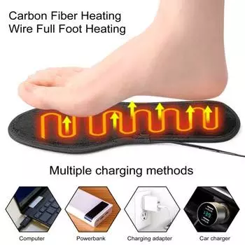 1 пара USB электрическая стелька с подогревом для мужчин и женщин, моющаяся, теплая, для холодной погоды, для зимнего отдыха на открытом воздухе, для охоты, кемпинга, катания на лыжах, грелка для ног, согревающая подкладка для обуви 39-40