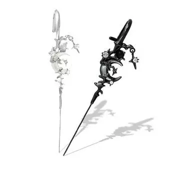 1 пара ушных игл Миф о Луне Панк-рок Темный стиль Индивидуальный чёрный