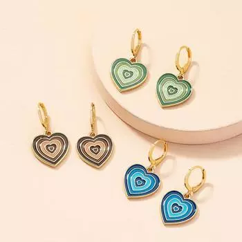 1 пара ушных шпилек, многослойные цветные ювелирные изделия в форме сердца, изысканные синий