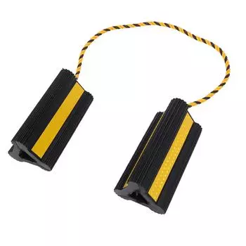 1 пара усиленных противооткатных упоров, черный резиновый упор для колеса с нейлоновой веревкой и желтой светоотражающей лентой