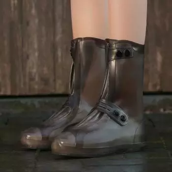 1 пара утолщенных чехлов для ботинок, усиленная подошва, долговечный многоразовый чехол от дождя, защитное снаряжение XL чёрный