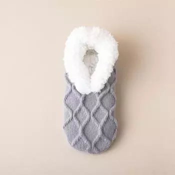 1 пара утолщенных теплых нескользящих носков для пола, бархатная обувь для домашнего использования, женская зимняя обувь серый