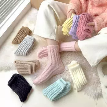 1 пара утолщенных женских носков осень-зима, носки-тапочки с жареным тестом, японские теплые бархатные носки-макаруны средней длины EU35-39