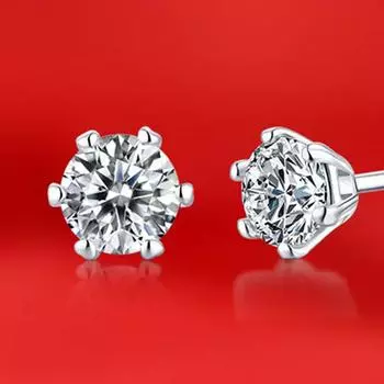 1 пара ювелирных изделий, подарочные серьги, свадебные элегантные серьги-гвоздики из стерлингового серебра S925 с шестью когтями, муассанитовые серьги-гвоздики, снежинка 0.5ct