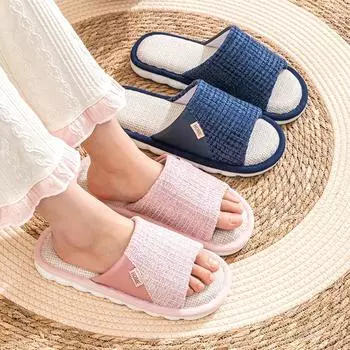 1 пара Вентиляция Универсальные тапочки Потопоглощение Простота Нескользящие Практичные тапочки Льняные Четыре сезона 42-43 темно-синий