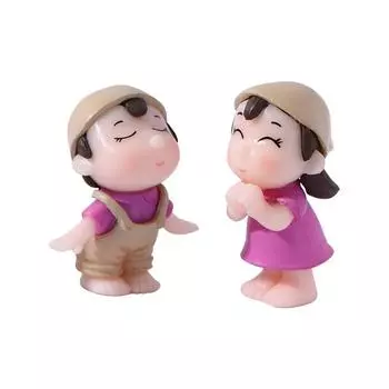 1 Пара Влюбленные Пара Фигурки Миниатюрный Пейзаж Ремесло Орнамент Сад Украшение Дома синий