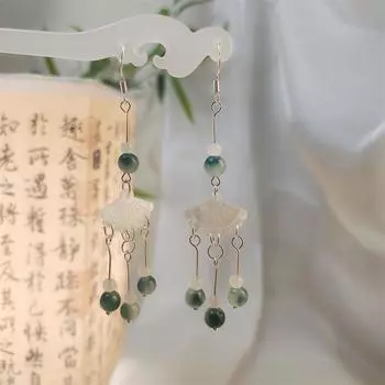 1 пара в китайском стиле, уникальные длинные серьги-подвески из искусственного нефрита для женщин, винтажные элегантные серьги-клипсы, классический подарок
