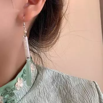 1 пара в китайском стиле, уникальные длинные серьги-подвески из искусственного нефрита для женщин, винтажные элегантные серьги-клипсы, модные классические ювелирные изделия, подарок 9