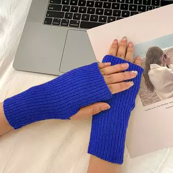 1 пара варежек без пальцев вязаные эластичные холодостойкие гибкие теплые