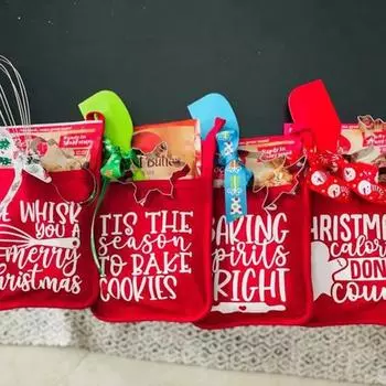 1 пара варежек для духовки в рождественском стиле, утолщенные, не обжигающие, с теплоизоляцией, мягкие прихватки для подвешивания, кухонные прихватки для приготовления выпечки, подарок, прихватки для духовки C