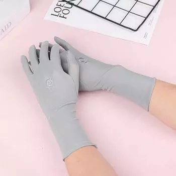 1 пара варежек солнцезащитные перчатки для вождения эластичные женские анти-УФ перчатки средней длины дышащие перчатки для весны и лета тонкие перчатки белый