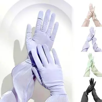 1 пара велосипедных эластичных женских перчаток из ледяного шелка с защитой от ультрафиолета, солнцезащитный крем, рукава для занятий спортом на открытом воздухе