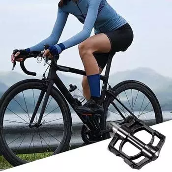 1 пара велосипедных педалей с высокоскоростными подшипниками DU Нескользящая конструкция Универсальные простые в установке Велосипедные плоские педали Аксессуары для велоспорта чёрный