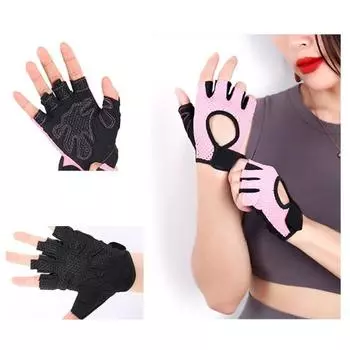 1 пара велосипедных перчаток, дышащие, впитывающие пот, противоскользящие, для мужчин и женщин, для тренажерного зала, фитнеса, силовых тренировок, перчатки на половину пальцев, защита для рук S розовый