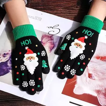 1 пара велосипедных перчаток с принтом Санта-Клауса для сенсорного экрана, подарок на Рождество для женщин и мужчин