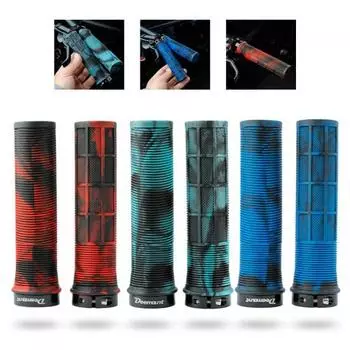 1 пара велосипедных ручек с защитой от царапин, эргономичная ручка для горного велосипеда, противоударный резиновый руль для улицы чёрный/синий