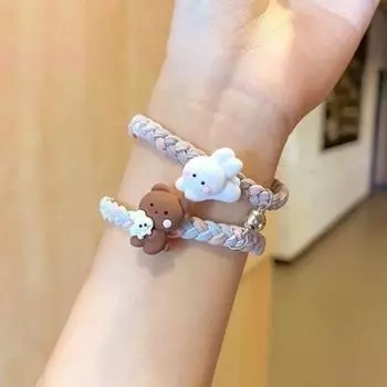 1 пара веревка для волос мультяшная кукла кулон плетение магнит присоски резинки для волос лучший друг высокий D