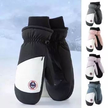 1 пара ветрозащитных водонепроницаемых лыжных перчаток, теплые противоскользящие износостойкие перчатки с сенсорным экраном для верховой езды серый