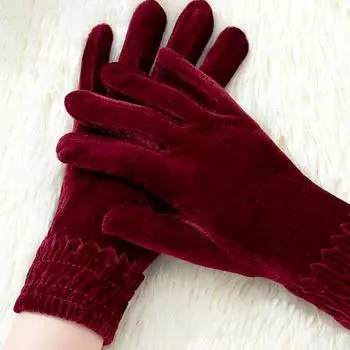 1 пара винтажных аксессуаров для банкета, пушистые варежки для верховой езды, зимние теплые, с полным пальцем, золотистый бархат, толстый плюш