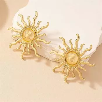1 пара винтажных больших сережек-солнце, ювелирные изделия, аксессуары, подарки 1Pair