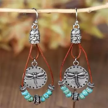 1 пара винтажных серег-капель серебристого цвета со стрекозой, серьги в стиле бохо, ювелирные изделия своими руками, подарки на день Святого Валентина серебряный