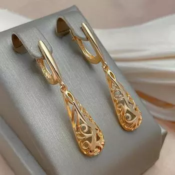 1 пара винтажных серег-подвесок для женщин золотого цвета, роскошные свадебные модные ювелирные изделия для невесты, подарок золотой