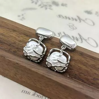 1 пара винтажных серег с жемчугом неправильной формы для женщин и пар с уникальным дизайном, вечерние ювелирные аксессуары 3.5cm серебряный
