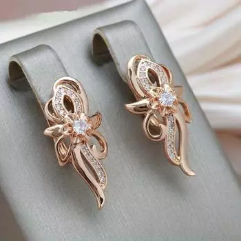 1 пара винтажных серег золотого цвета с кристаллами и цветами для женщин, модные серьги с цирконом для невесты, свадебные украшения, аксессуары золотистый