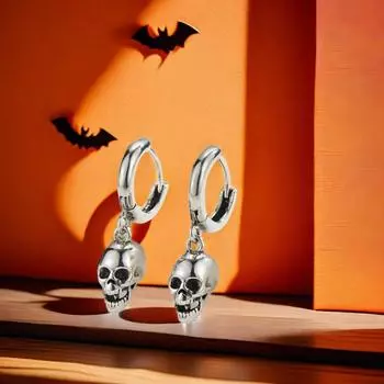 1 пара винтажных сережек в виде черепа, готические серьги-подвески в стиле унисекс с головой призрака, модные украшения в стиле панк-рок на Хэллоуин, подарок для женщин и мужчин