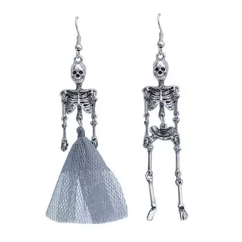 1 пара винтажных висячих сережек со скелетом и черепом, преувеличенные серьги в стиле хип-хоп для женщин, ювелирные изделия, подарки на вечеринку