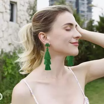 1 пара висячих серег, индивидуальные геометрические бусины, привлекательные, износостойкие, создают праздничную атмосферу, портативные женские туфли зелёный