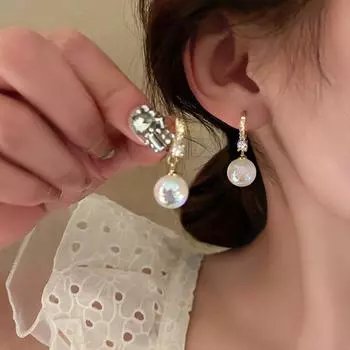 1 пара висячих серег из искусственного жемчуга со стразами, ювелирные изделия, серьги-капли с блестящим покрытием K