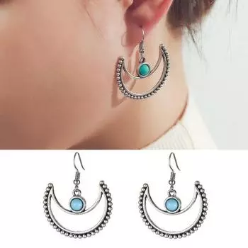 1 пара висячих серег, сверкающие, не раздражающие легкие полированные серьги-подвески в форме луны, ювелирные изделия, подарок синий