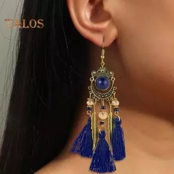 1 пара висячих серег в богемном стиле с кисточками и листьями, висячие длинные стильные серьги, бусины, декор, винтажные серьги для свиданий, банкета, ювелирные изделия, подарок белый