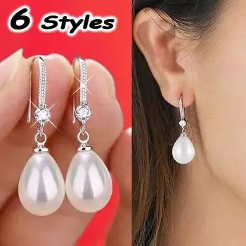 1 пара висячих сережек с каплей воды с имитацией жемчуга для женщин, роскошный женский аксессуар для ушей, свадебные украшения для помолвки и вечеринки 1 Pair