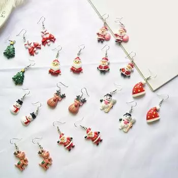 1 пара висячих сережек Санта-Клауса, милая женская мультяшная шляпа, кулон 2
