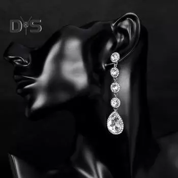 1 пара висячих сережек со стразами, сверкающие, не раздражающие, нержавеющие, универсальные модные серьги-подвески, ювелирные аксессуары серебряный