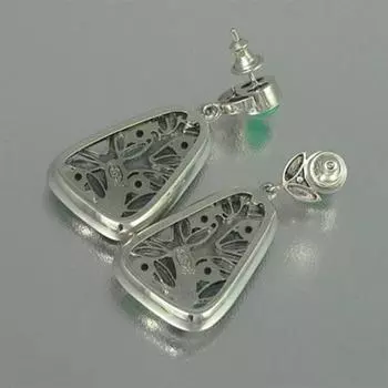 1 пара висячих ушных шпилек из искусственного зеленого камня в форме дерева, универсальные украшения