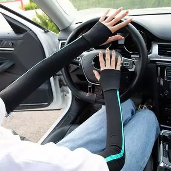 1 пара влагоотводящих нарукавников, однотонные, высокоэластичные, супермягкие, дышащие, быстросохнущие, устойчивые к ультрафиолетовому излучению, спортивные нарукавники синий