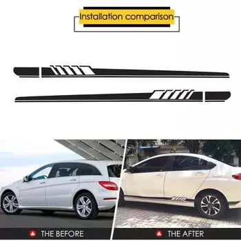 1 пара водонепроницаемых боковых наклеек для автомобиля, изысканная наклейка на боковую часть автомобиля своими руками с обеими полосками чёрный