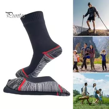 1 пара водонепроницаемых носков, 3-слойные, дышащие, влагоотводящие, для мужчин и женщин, для активного отдыха, зимнего туризма, кемпинга, катания на лыжах, вброд, рыбалки, компрессионные носки S вино красного