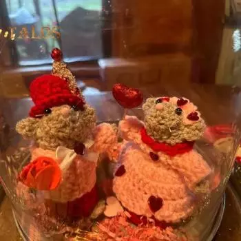 1 пара вязаных крючком мышей, пара мышей, ручная работа, украшения ко Дню святого Валентина, кукла-мышь для стола, каминной полки, прикроватного столика розовый