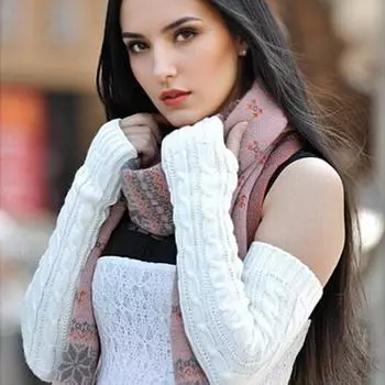 1 пара вязаных теплых перчаток для защиты рук, осенне-зимние вязаные удлиненные шерстяные перчатки с узором «рукава» чёрный