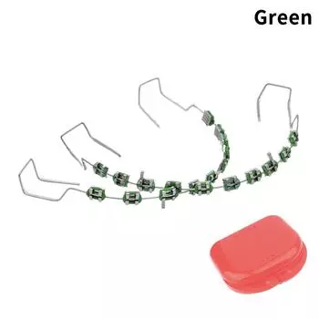 1 пара временных украшений для зубов с металлической проволокой, разноцветные металлические скобки, ортодонтические лигатуры, стоматологический материал зелёный