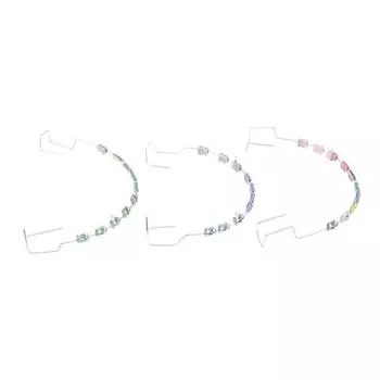 1 пара временных украшений для зубов с металлической проволокой, разноцветные металлические скобки, ортодонтические лигатуры, стоматологический материал светло-синий