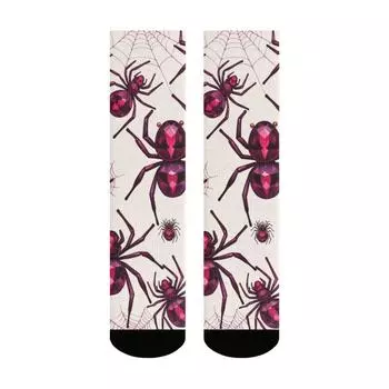1 пара всесезонных носков до щиколотки с классическим принтом в виде паука из полиэстера, носки для повседневной носки, спорта и активного отдыха для мужчин и женщин