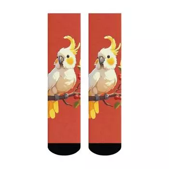 1 пара всесезонных носков до щиколотки с мультяшным милым принтом попугая, полиэстеровые чулки для повседневной носки, спорта и активного отдыха, мужские и женские