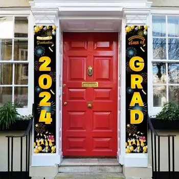 1 пара выпускных баннеров на крыльцо 2024 года, поздравление с выпускным украшением для старшей школы, украшение для кормящей вечеринки J
