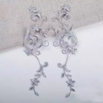 1 пара вышитых вручную нашивок для рукоделия, шитья, аппликации, цветочные кружевные тканевые наклейки, нитки